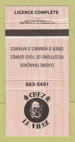Matchbook Cover - Chez Le Vieux QC 30 Strike