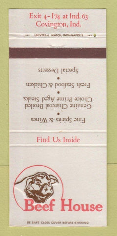 Matchbook Cover - Beef House Covington IN 30 Strike