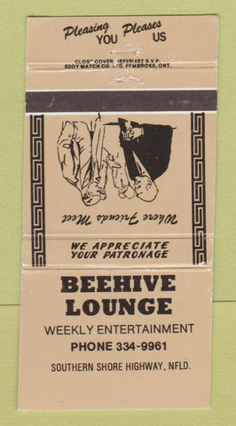 Matchbook Cover - Beehive Lounge Southern Shore Highway NF NL WEAR 30 Strike