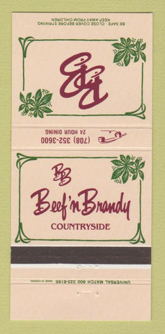 Matchbook Cover - Beef n Brandy Restaurant Countryside IL 30 Strike