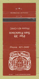 Matchbook Cover - Chic's Place San Francisco CA 30 Strike