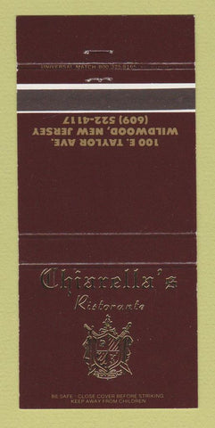 Matchbook Cover - Chiarella's Ristorante Wildwood NJ 30 Strike