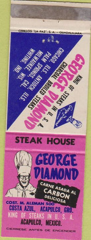 Matchbook Cover - George Diamond Restaurant Acapulco Mexico