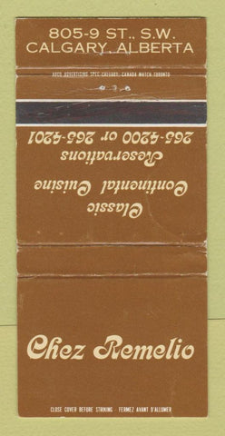 Matchbook Cover - Chez Remelio Calgary AB WORN 30 Strike