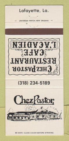 Matchbook Cover - Chez Pastor Restaurant Lafayette LA 30 Strike