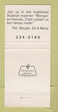 Matchbook Cover - Chez Pastor Restaurant Lafayette LA 30 Strike