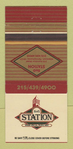 Matchbook Cover - B&G Station Restaurant Allentown PA 30 Strike
