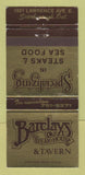 Matchbook Cover - Barclays Steak House Tavern Scarborough ON 30 Strike