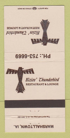 Matchbook Cover - Bizios' Thunderbird Marshalltown IA 30 Strike