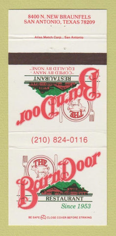 Matchbook Cover - The Barn Door Restaurant San Antonio TX 30 Strike
