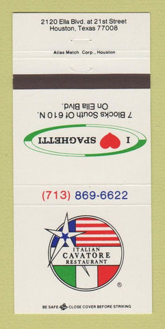 Matchbook Cover - Italian Cavatore Restaurant Houston TX 30 Strike
