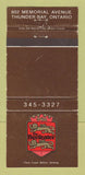 Matchbook Cover - The Beefeater Restaurant Thunder Bay ON WEAR 30 Strike