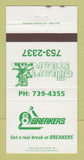 Matchbook Cover - Breakers Grumpy Stump Pub WEAR 30 Strike