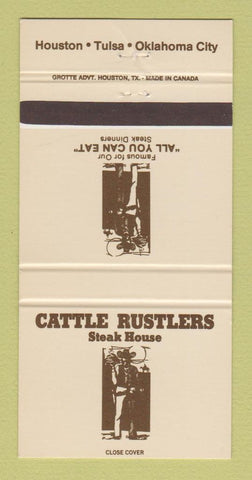 Matchbook Cover - Cattle Rustlers Steak House Houston TX Tulsa OK 30 Strike