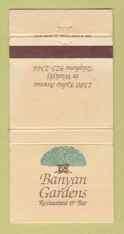 Matchbook Cover - Banyan Gardens Restaurant Waikiki Hawaii WEAR 30 Strike
