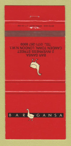Matchbook Cover - Bar Gansa London UK England 30 Strike