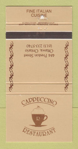 Matchbook Cover - Cappuccino Restaurant Ottawa ON 30 Strike