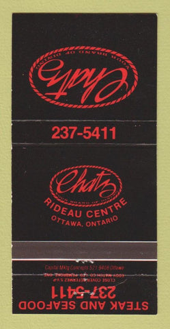 Matchbook Cover - Chatz Steak and Seafood Ottawa ON 30 Strike