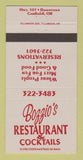 Matchbook Cover - Bozzio's Restaurant Garibaldi OR 30 Strike