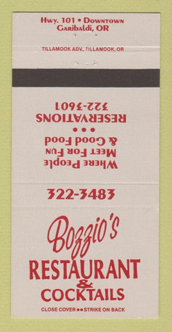 Matchbook Cover - Bozzio's Restaurant Garibaldi OR 30 Strike