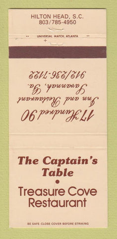 Matchbook Cover - The Captain's Table Treasure Cove Hilton Head SC 30 Strike