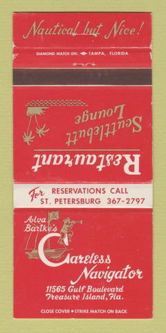Matchbook Cover - Careless Navigator Treasure Island FL WEAR 30 Strike