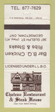 Matchbook Cover - Chateau Restaurant Steak House Georgetown ON 30 Strike