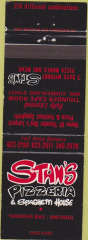 Matchbook Cover - Stan's Pizzeria Spaghetti Thunder Bay ON