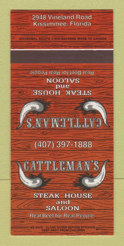 Matchbook Cover - Cattleman's Steak House Kissimmee FL SAMPLE 30 Strike