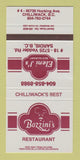 Matchbook Cover Bozzini's Restaurant Chilliwack BC Sardis SAMPLE WEAR 30 Strike
