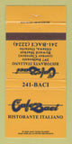 Matchbook Cover - Cafe Baci Italian Restaurant Ottawa ON 30 Strike