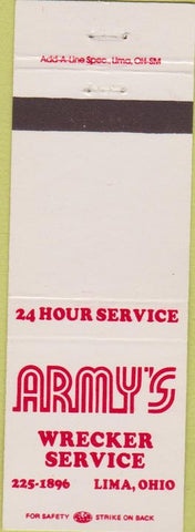 Matchbook Cover - Army's Wecker Service Lima OH