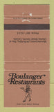 Matchbook Cover - Boulanger Restaurants Toronto ON WEAR 30 Strike