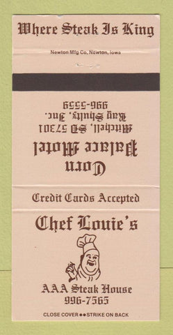 Matchbook Cover - Corn Palace Motel Chef Louie's Mitchell SD 30 Strike