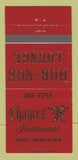 Matchbook Cover - Chances R Restaurant York NE Hob Nob Lounge 30 Strike