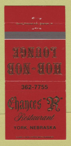 Matchbook Cover - Chances R Restaurant York NE Hob Nob Lounge 30 Strike