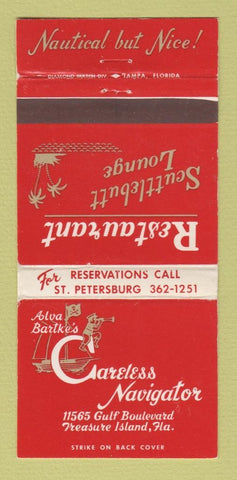 Matchbook Cover - Careless Navigator Treasure Island FL 30 Strike