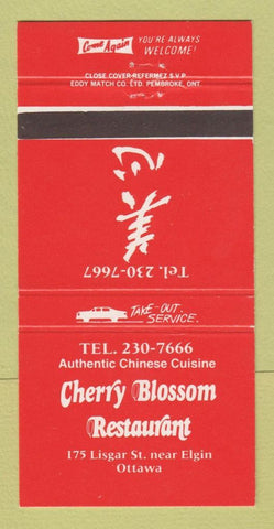Matchbook Cover - Cherry Blossom Restaurant Ottawa ON 30 Strike
