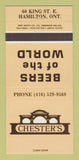 Matchbook Cover - Chester's Restaurant Hamilton ON 30 Strike