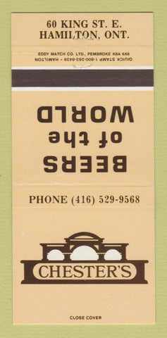 Matchbook Cover - Chester's Restaurant Hamilton ON 30 Strike