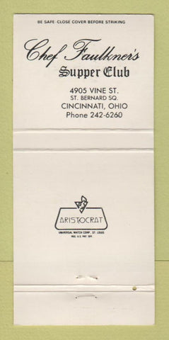 Matchbook Cover - Chef Faulkner's Supper Club Cincinnati OH 30 Strike
