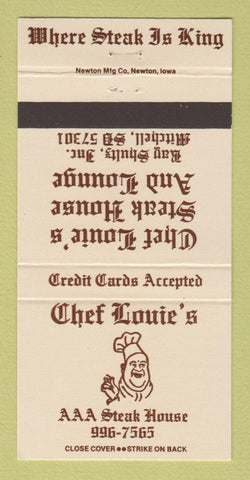 Matchbook Cover - Chef Louie's Steak House Mitchell SD 30 Strike