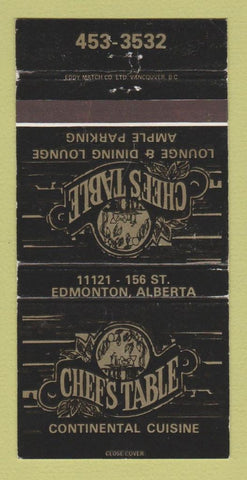 Matchbook Cover - Chef's Table Edmonton AB 30 Strike