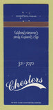 Matchbook Cover - Chesters Restaurant Cleveland Heights OH 30 Strike