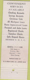 Matchbook Cover - First National Bank Colchester CN