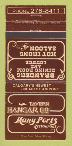 Matchbook Cover - Tavern Hangar 88 Many Ports Calgary AB 30 Strike