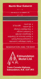 Matchbook Cover - Edmundston Motel NB WEAR 30 Strike