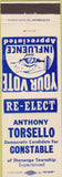 Matchbook Cover - Anthony Torsello for Constable Shenango