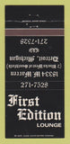 Matchbook Cover - First Edition Lounge Detroit MI 30 Strike