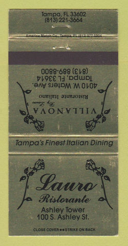 Matchbook Cover - Lauro Ristorante Italian Tampa FL WEAR 30 Strike